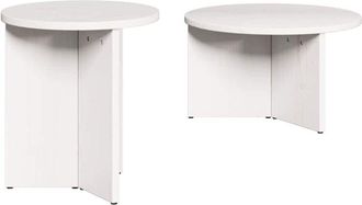 vidaXL Vidaxl - Mesa De Caf&eacute; 2 Pcs Blanco 49 X 49 X 28 Cm Madera Maciza De Pino