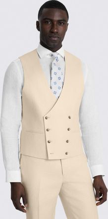 Moss Tailored Fit Neutral Twill Linen Waistcoat