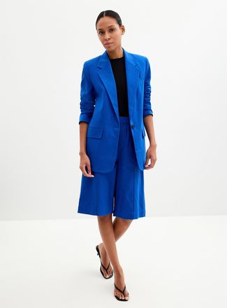 Contemporaine Womens Elastic waist linen-cotton Bermuda shorts Fit: Wide leg, high rise