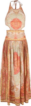 Zimmermann Anneke Cutout Paisley-Print Maxi Dress in Multicolor Linen