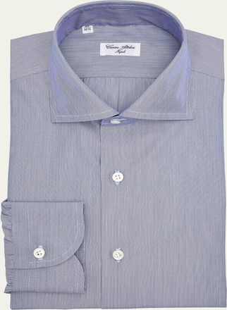 Cesare Attolini Mens Cotton Candy Stripe Dress Shirt