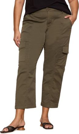 Sanctuary Rebel Crop Straight Leg Cargo Pants in Fatigue Green at Nordstrom, Size 16W