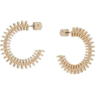 AllSaints Zipper Tooth Hoop Earrings in Shiny Gold at Nordstrom