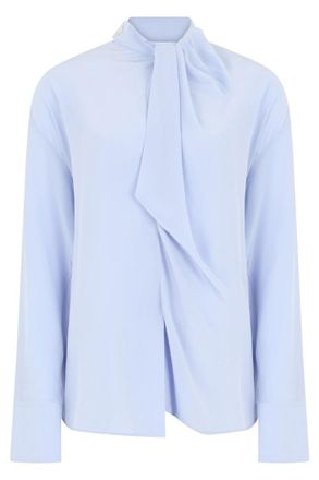 Victoria Beckham Light Blue Solid Band Collar Top