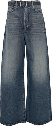 Sportmax Procida Oversized Jeans In Denim With Belt