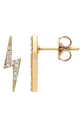 Estella Bartlett Lightning Bolt Cubic Zirconia Stud Earrings in Gold at Nordstrom