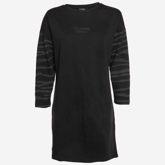 Roberto Cavalli Black Logo Print Jersey Mini Dress