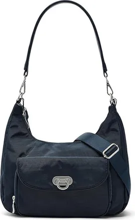 Baggallini Coastal Flip Lock Half Moon Bag Cross Body Womens Handbags French Navy, Nylon
