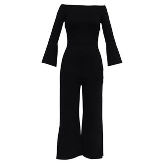 Roland Mouret Bateau Neckline Jumpsuit in Black Viscose