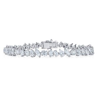 The Diamond Store LUXE 10.00ct Lab Diamond Tennis Bracelet with IGI Certified Mixed-Cut Diamonds in 18K White Gold
