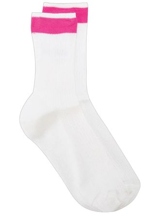 Valentino Ribbed Silk-Blend Socks - White