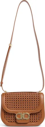 Ferragamo Double Gancini Woven Leather Crossbody Bag in Naturale Rust at Nordstrom
