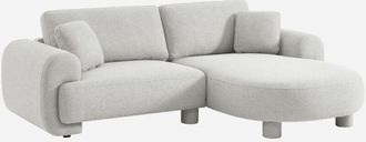 Sweeek Sof&aacute; Esquinero Derecha De Tela Liso Con Patas Redondas, 3 Plazas