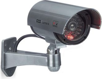 Relaxdays Relaxdays - 8 C&aacute;maras Vigilancia Falsas De Pared Con Led, A Pilas, Seguridad, Pl&aacute;stico, 11 X 31,5 X 8,5 Cm, Plateado