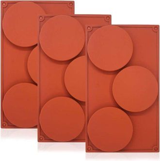 No Brand Molde De Silicona Grande Redondo Con Forma De Disco Y 3 Cavidades, Paquete De 3, Moldes Antiadherentes Para Hornear Pasteles, Dulces, Jab&oacute;n Y Resina