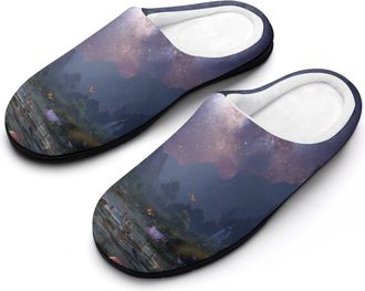 Generic Galaxy Mountain Landscape Mens Slippers Comfortable And Non-slip Cotton Slipper Shoe for House