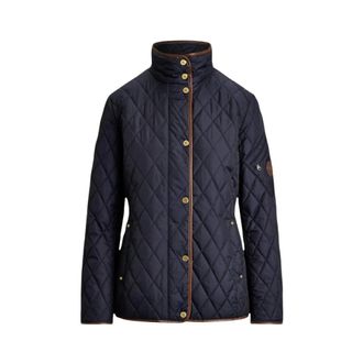 Ralph Lauren Jassen, Dames, Blauw, S, Leer, Lauren Jacket