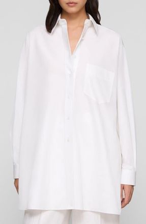 Lafayette 148 New York Oversize Cotton Poplin Convertible Wrap Blouse in White at Nordstrom, Size Xx-Small
