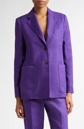 Max Mara Guglia Linen Blazer in Purple at Nordstrom, Size 2