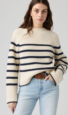 Levi's Frida Wool Crewneck Sweater - Mujer - XS - Blanco / Margaux Stripe Egret
