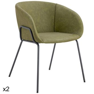 Happy Garden Lote de 2 sillas verdes de imitaci&oacute;n