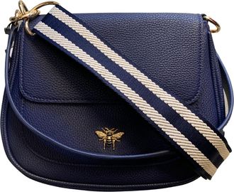 Alice Wheeler Ascot Saddle Bee Bag with crossbody and top handle strap (Navy)