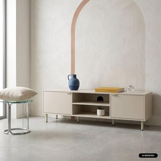 Sweeek Mueble de tv de madera y metal, 160cm, beige