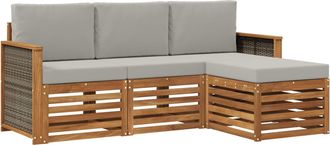 vidaXL Conjunto De Sof&aacute;s De Exterior 4 Uds. Natural Y Gris Claro Vidaxl