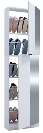 ebuy24 Ebuy24 - Gabinete De Zapatos De Madera Vcm Dimensiones: Al. 180 X An. 50 X P. 17 Cm 2 Puertas Rotativas Espejo Pr&aacute;ctico - Espejo Fulisa Xl (blanco)