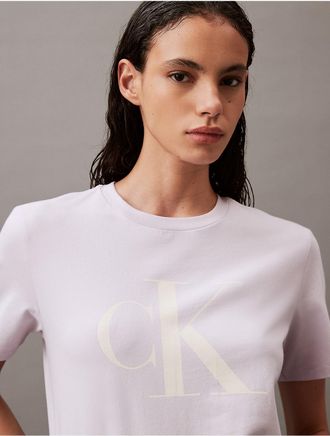 Calvin Klein Jeans Calvin Klein Womens Monogram Crewneck T-Shirt - Purple - XS