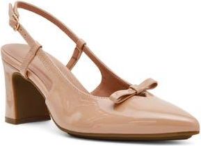 Anne Klein Blinda Pointed Toe Slingback Pump in Nude Patent at Nordstrom Rack, Size 6.5