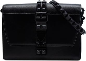 Prada Pre-owned Prada Saffiano Trimmed Studded City Calf Elektra Crossbody Ladies RS90WMNJVNI6XV5A