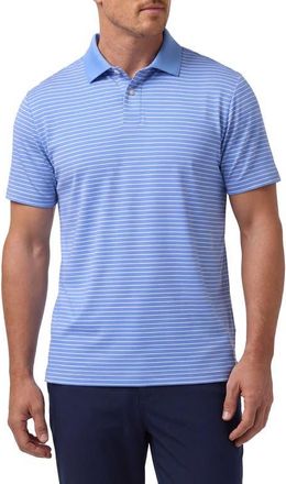 Mizzen+Main Sawyer Trim Fit Performance Golf Polo in Skyline Blue White Stripe at Nordstrom, Size Xx-Large