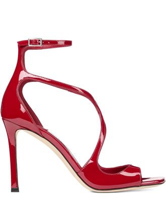 Jimmy Choo London 95mm Azia leather sandals - women - Patent Leather/Calf Leather/Calf Leather - 36,5 - Red