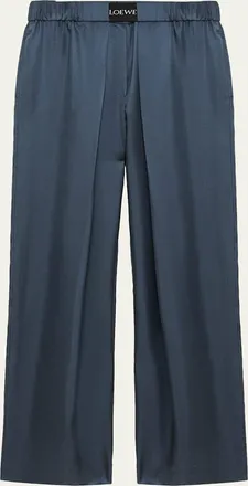 Loewe Logo-Band Satin Wide-Leg Pull-On Pants