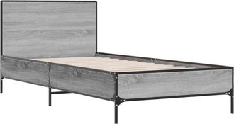 vidaXL Estructura cama madera ingeniería metal gris Sonoma 100x200 cm Vidaxl