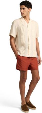 Onia Linen Pintuck Camp Shirt in Natural at Nordstrom, Size X-Large