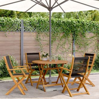 vidaXL Set De Comedor Jard&iacute;n 5 Pzas Polipropileno Madera Maciza Negro Vidaxl