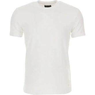 Emporio Armani Viscose T-shirt met ronde hals - Heren - T-shirts - Wit - 2XL - Tops
