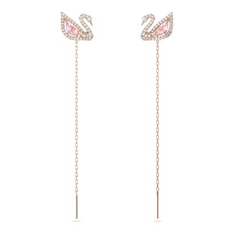 Swarovski Oorbel Dazzling Swan Pink Ros&eacute;gold 5469990 - Dames - Oorbellen - Roze - ONE Size - Accessoires