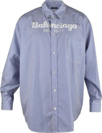 Balenciaga Overhemden, Heren, Blauw, M, Katoen, Regular Fit Shirt