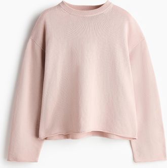 H&M Pullover mit Rollkanten - Helles Mattrosa