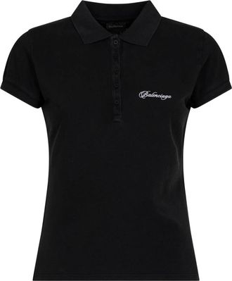 Balenciaga Tops, Dames, Zwart, L, Katoen, Polo Shirt