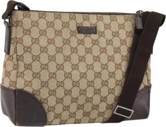 Gucci Pre-owned Cross Body Bags, female, Beige, Size: ONE SIZE Pre-owned Canvas Cross Body Bag