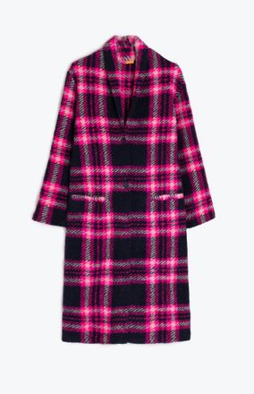 Vilagallo Womens Claudia Plaid Coat In Navy/pink