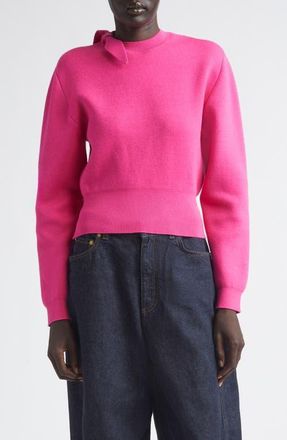 Givenchy Bow Detail Crewneck Sweater in Fuchsia at Nordstrom, Size Medium