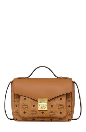 MCM Tracy Satchel in Visetos Leather Mix in Cognac at Nordstrom