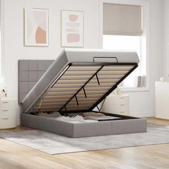 vidaXL Estructura De Cama Otomana Colch&oacute;n Tela Gris Pardo 140x190cm Vidaxl