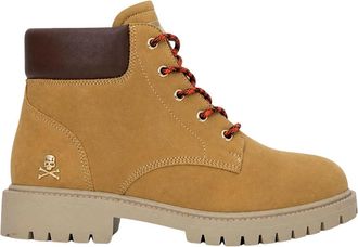 Philipp Plein Nubuck Leder Mid Boots Kleine Schedel - Heren - Veterlaarzen - Beige - 44 EU - Leer - Schoenen