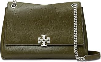 Tory Burch Charlie Schoudertas - Dames - Schoudertassen - Groen - ONE Size - Leer - Tassen